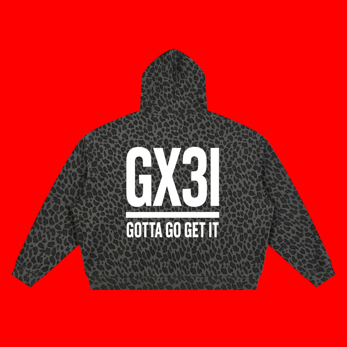 Gx3i Cropped Unisex Leopard Print Waffle Full Zip Hoodie