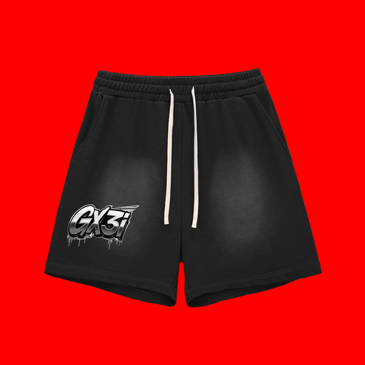 Sun Fade Raw Edge Cotton Shorts