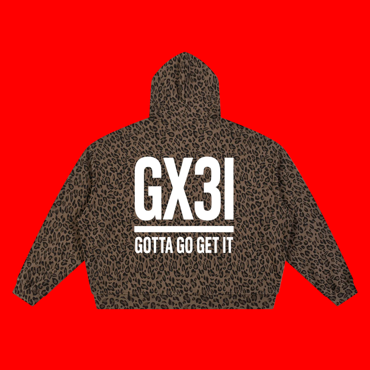 Gx3i Cropped Unisex Leopard Print Waffle Full Zip Hoodie