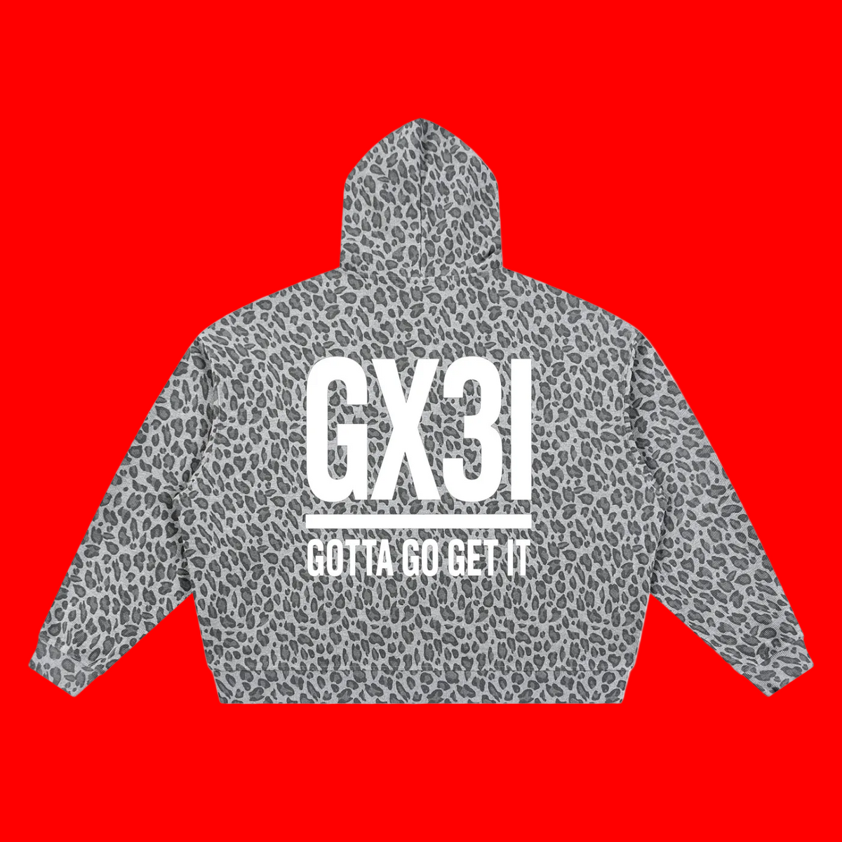 Gx3i Cropped Unisex Leopard Print Waffle Full Zip Hoodie